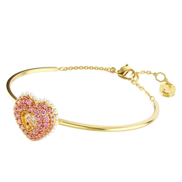 Swarovski Idyllia Bangle, Heart, Pink, Gold-Tone Plated - Picture 4 of 6